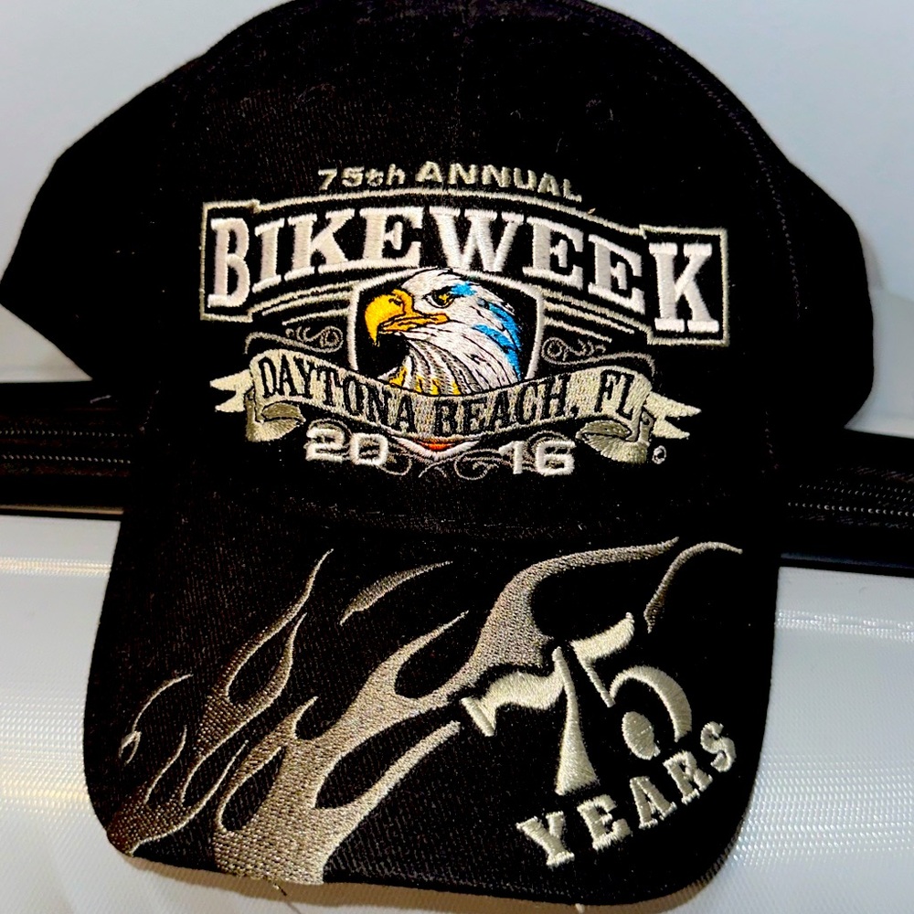 Daytona Beach Florida Bike Week 75 year Anniversary 2016 Black Dad Hat